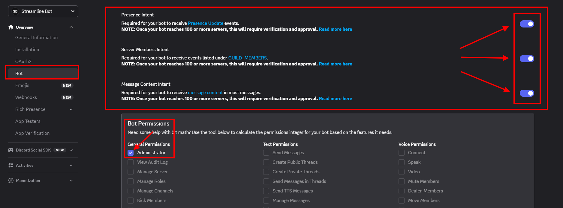 Privileged Gateway Intents
